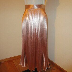 Chicwish Metallic Pink Pleated Skirt, Size L
